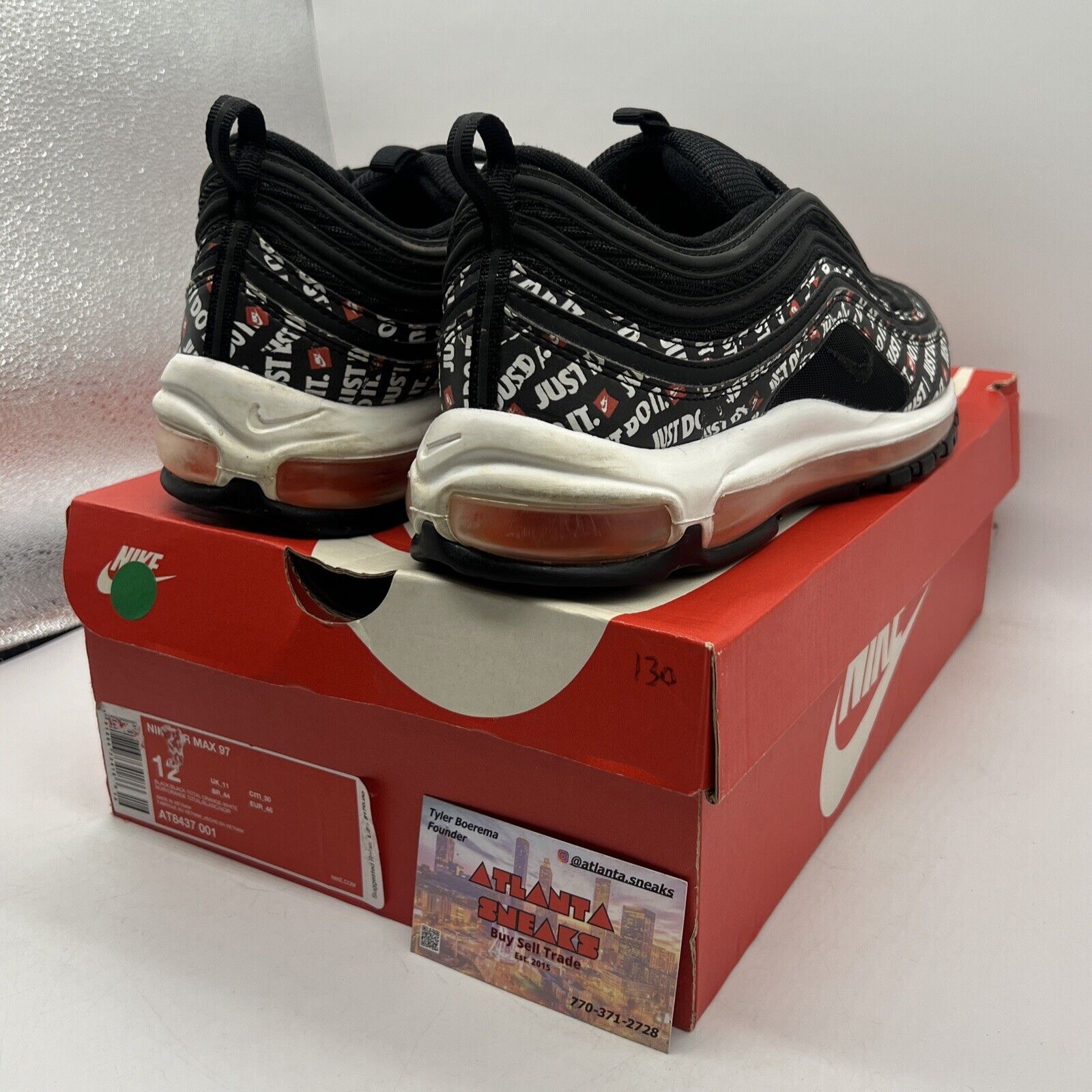 Size 12 - Nike Air Max 97 Just Do It Black White Red (AT8437-001)