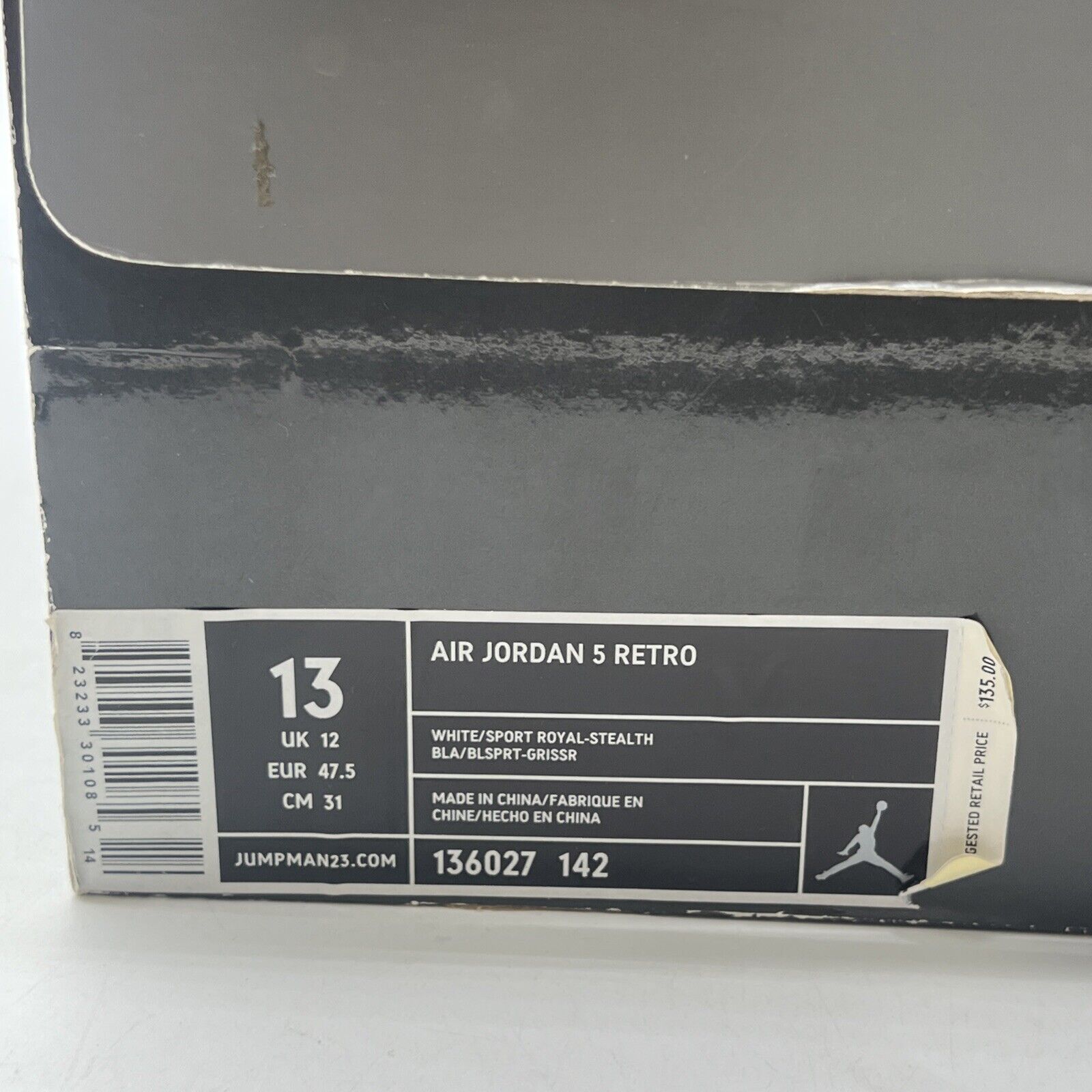 Size 13 - Air Jordan 5 Retro Stealth (136027-142)