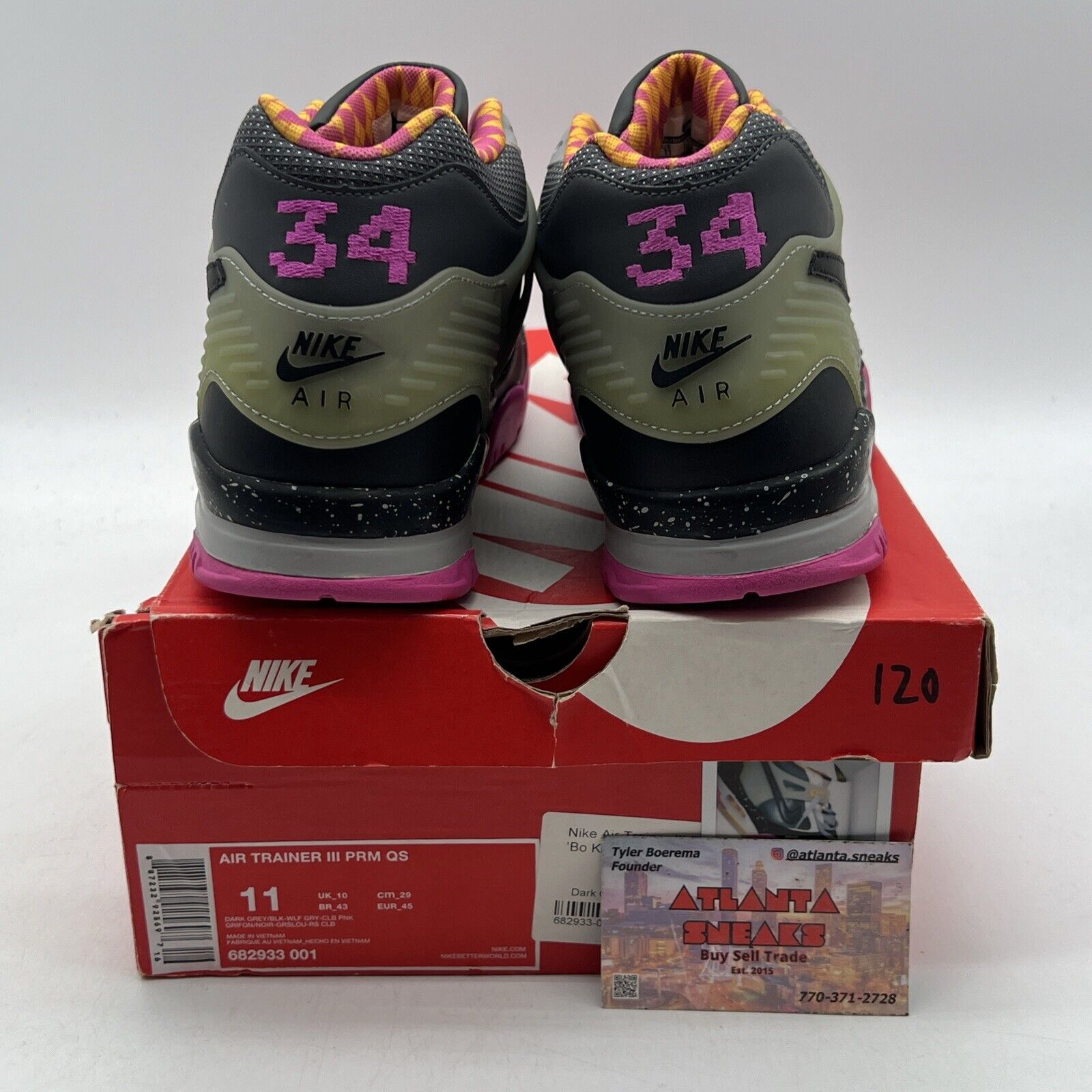 Size 11 - Nike Air Trainer 3 Prm Qs Bo Knows Horse Racing Grey Pink (682933-001)