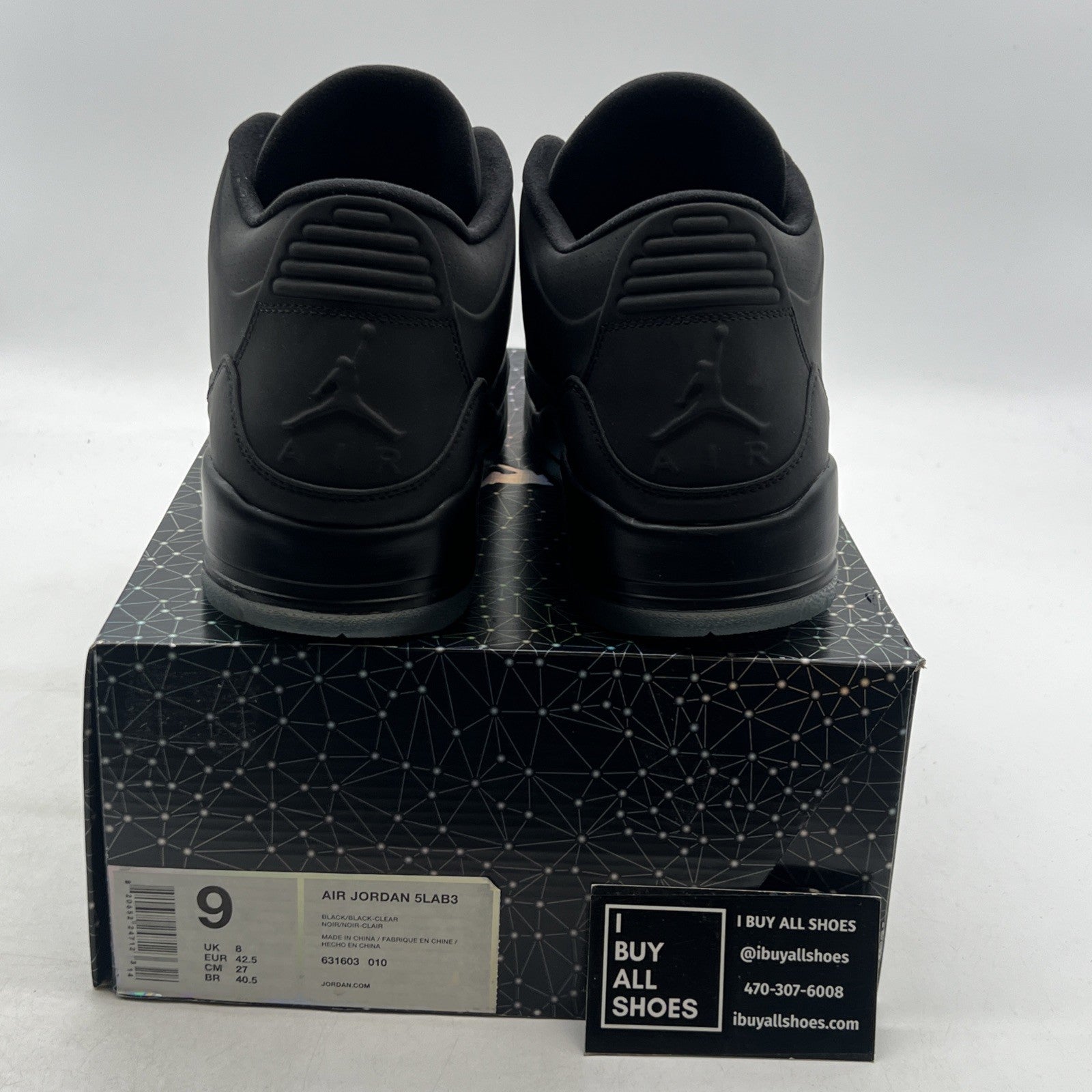 Size 9 - Air Jordan 3 5Lab3 Reflective Black (631603-010)