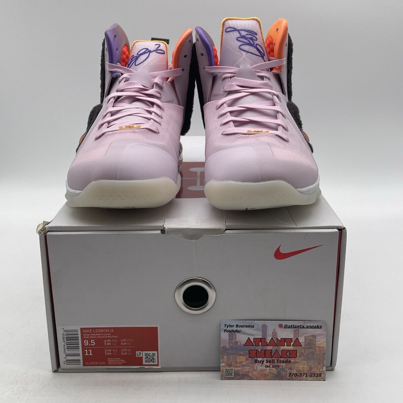 Size 9.5 - Nike LeBron 9 Regal Pink Orange Brown Blue Red Yellow (DJ3908-600)