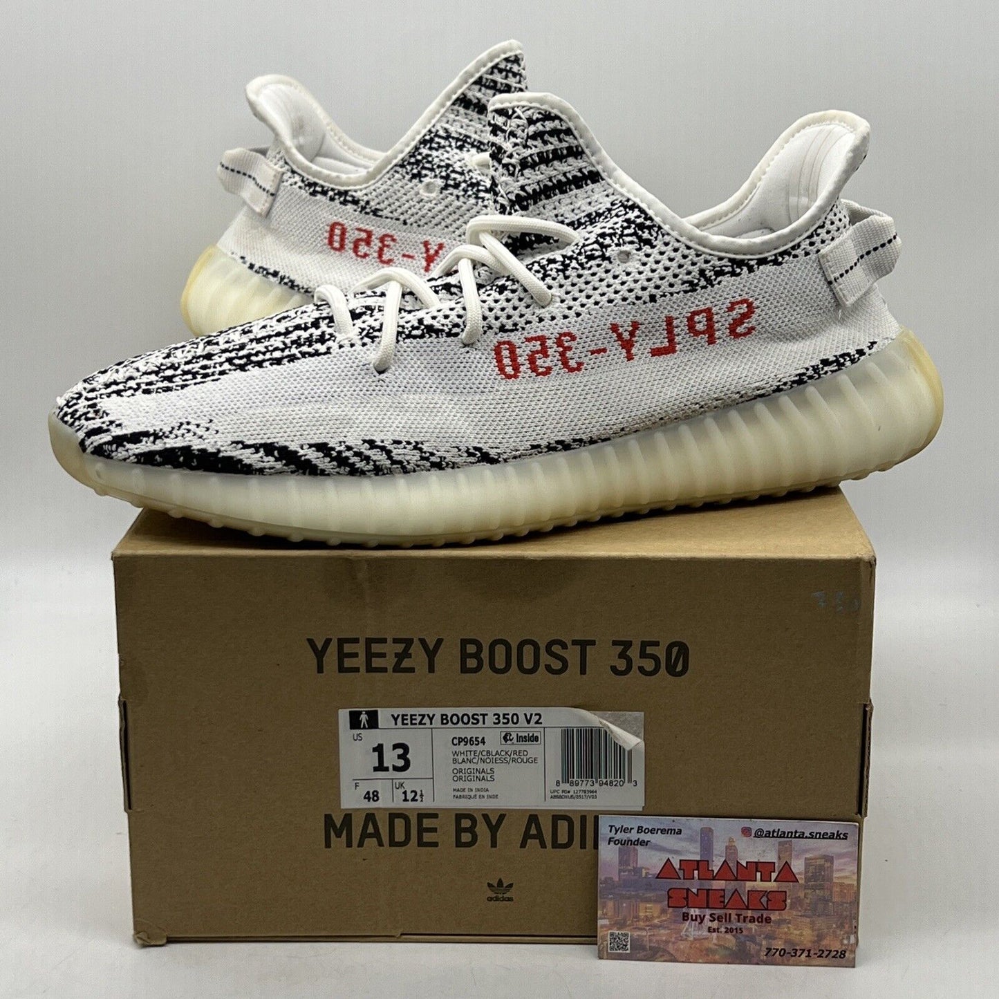 Size 13 - adidas Yeezy Boost 350 V2 Low Zebra Black White Red (CP9654)