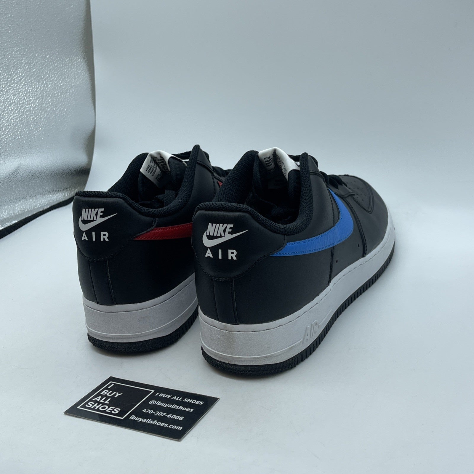 Size 11.5 - Nike Air Force 1 '07 Mismatch Swooshes Black Leather (CT2816-001)
