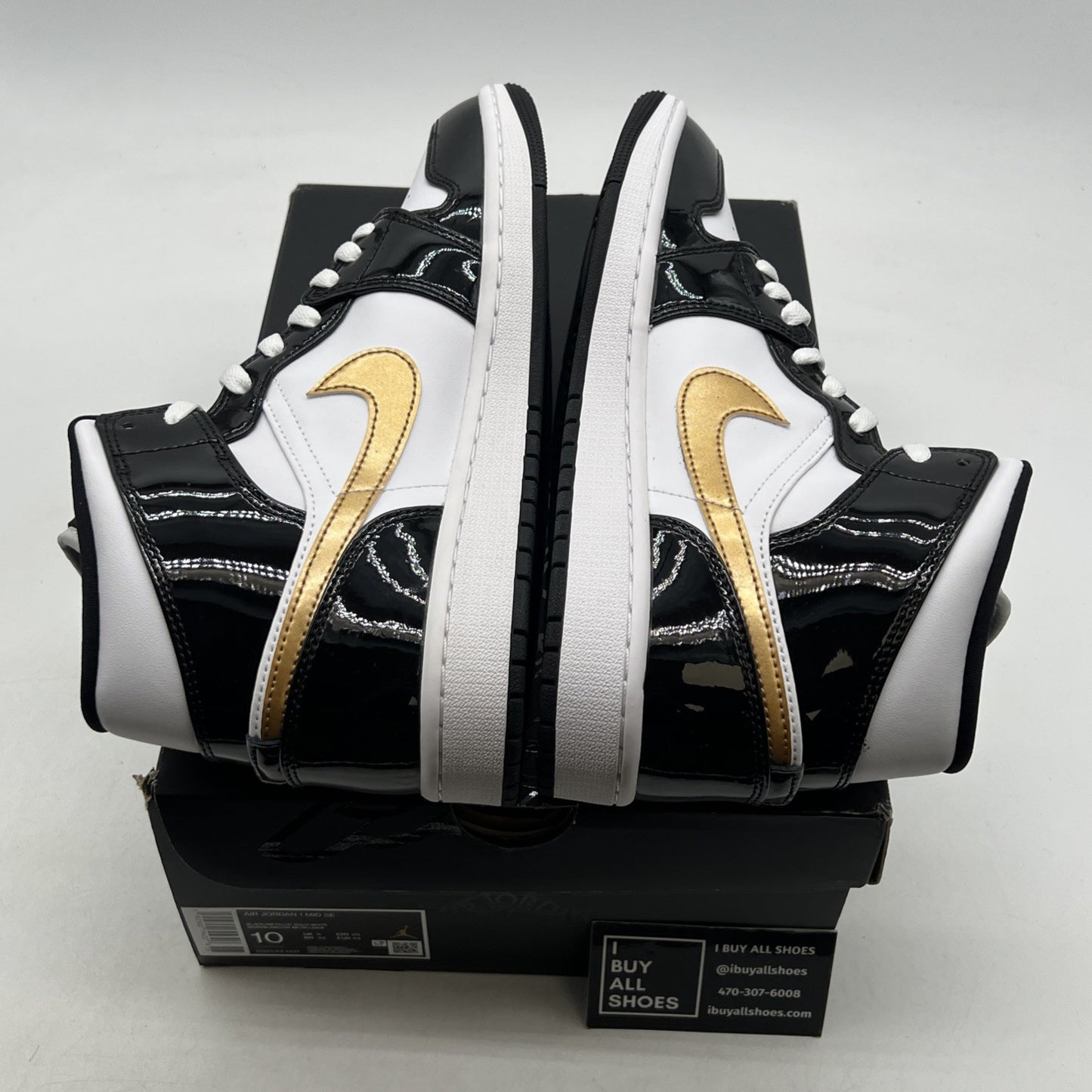 Size 10 - Air Jordan 1 Mid SE Patent Black Gold (852542-007)