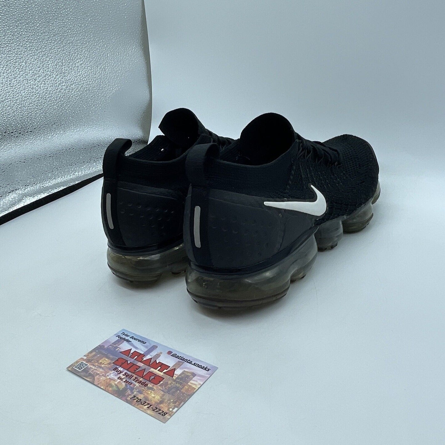 Size 9.5 - Nike Air VaporMax Flyknit 2 Black White (942842-001)