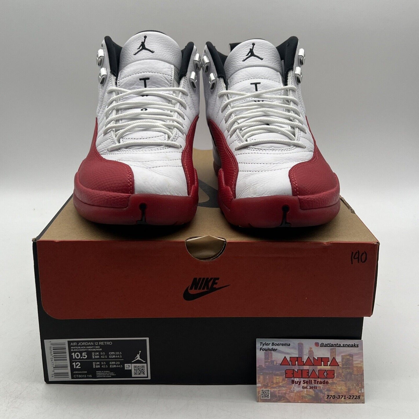 Size 10.5 - Jordan 12 Retro 2023 Mid Cherry White Red Black Leather (CT8013-116)