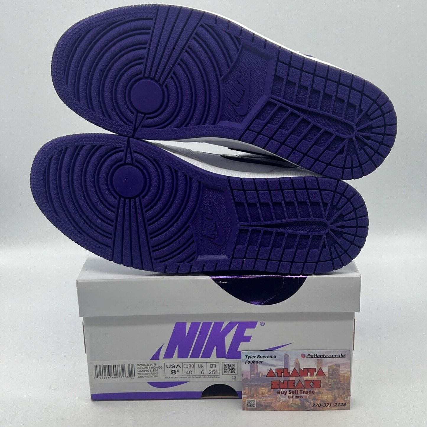 Size 8.5 - Jordan 1 Retro High Court Purple W Brand New Og All