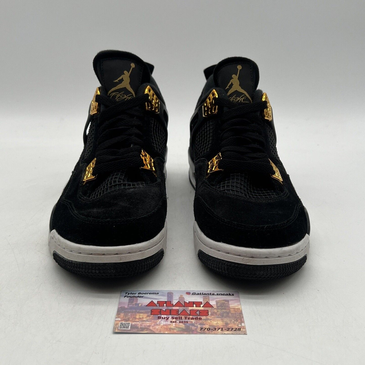 Size 9.5 - Jordan 4 Retro Royalty 2017 Gold White Suede Black (307497-032)