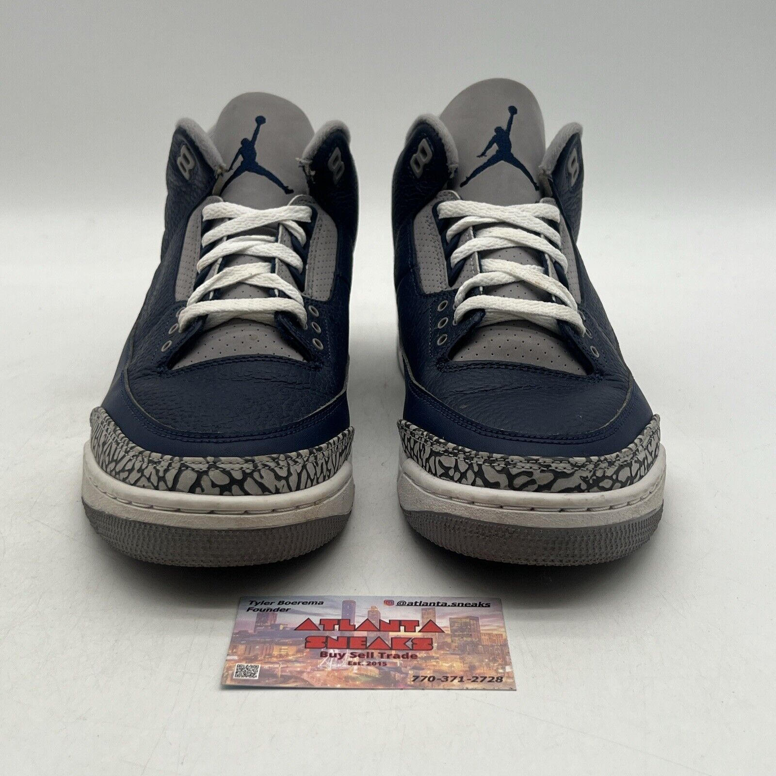 Size 10 - Jordan 3 Retro Blue Navy White Grey Leather (CT8532-401)