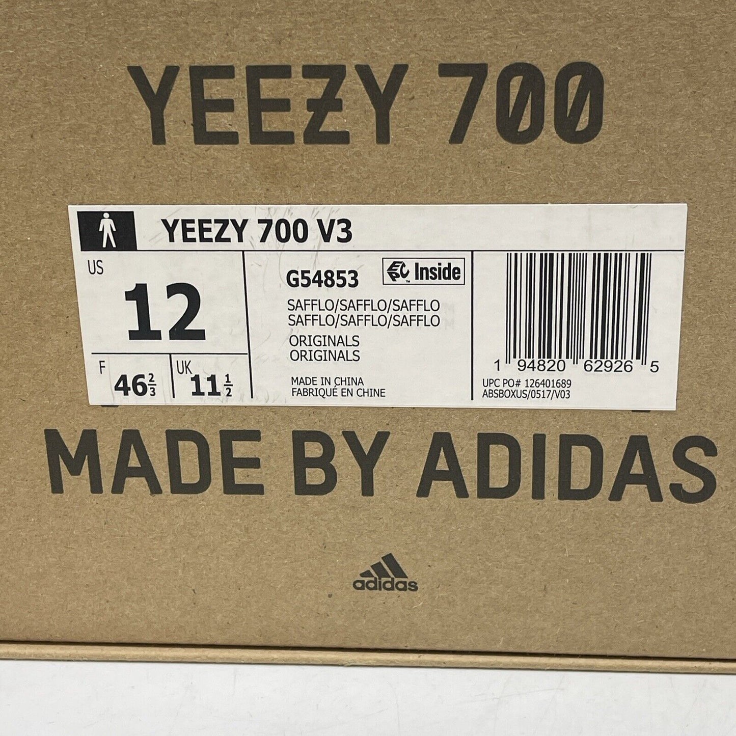 Size 12 - adidas Yeezy 700 V3 Safflower Brown Tan Black Suede (G54853)