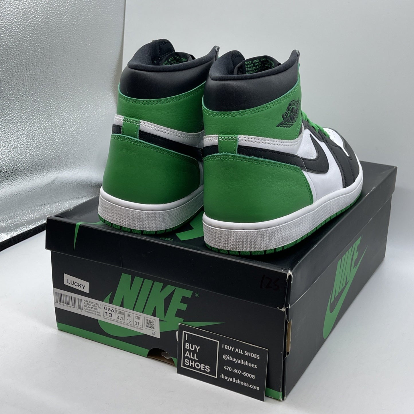 Size 13 - Air Jordan 1 Retro OG High Lucky Green Black Leather (DZ5485-031)