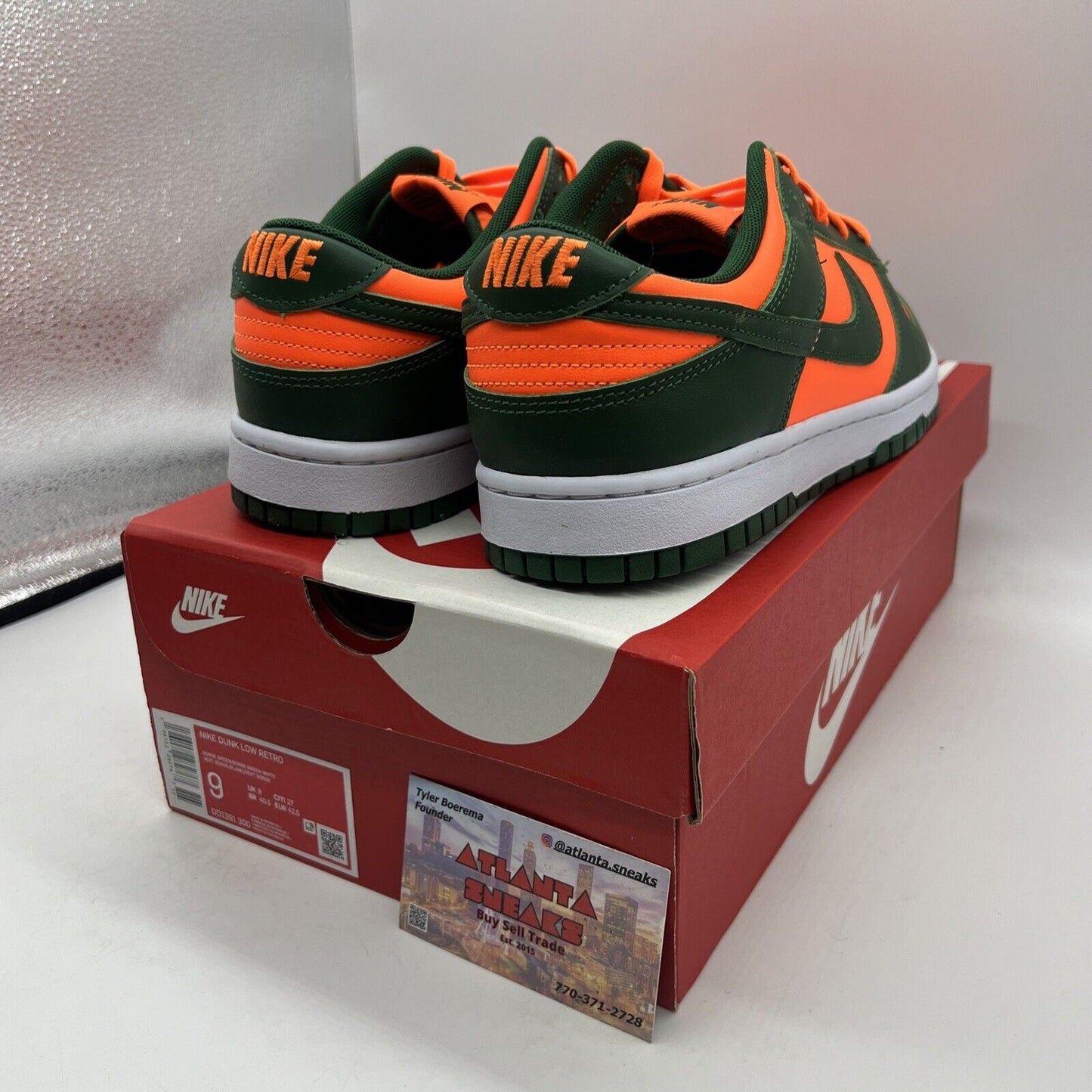 Size 9 - Nike Dunk Low Miami Hurricanes Brand New Og All