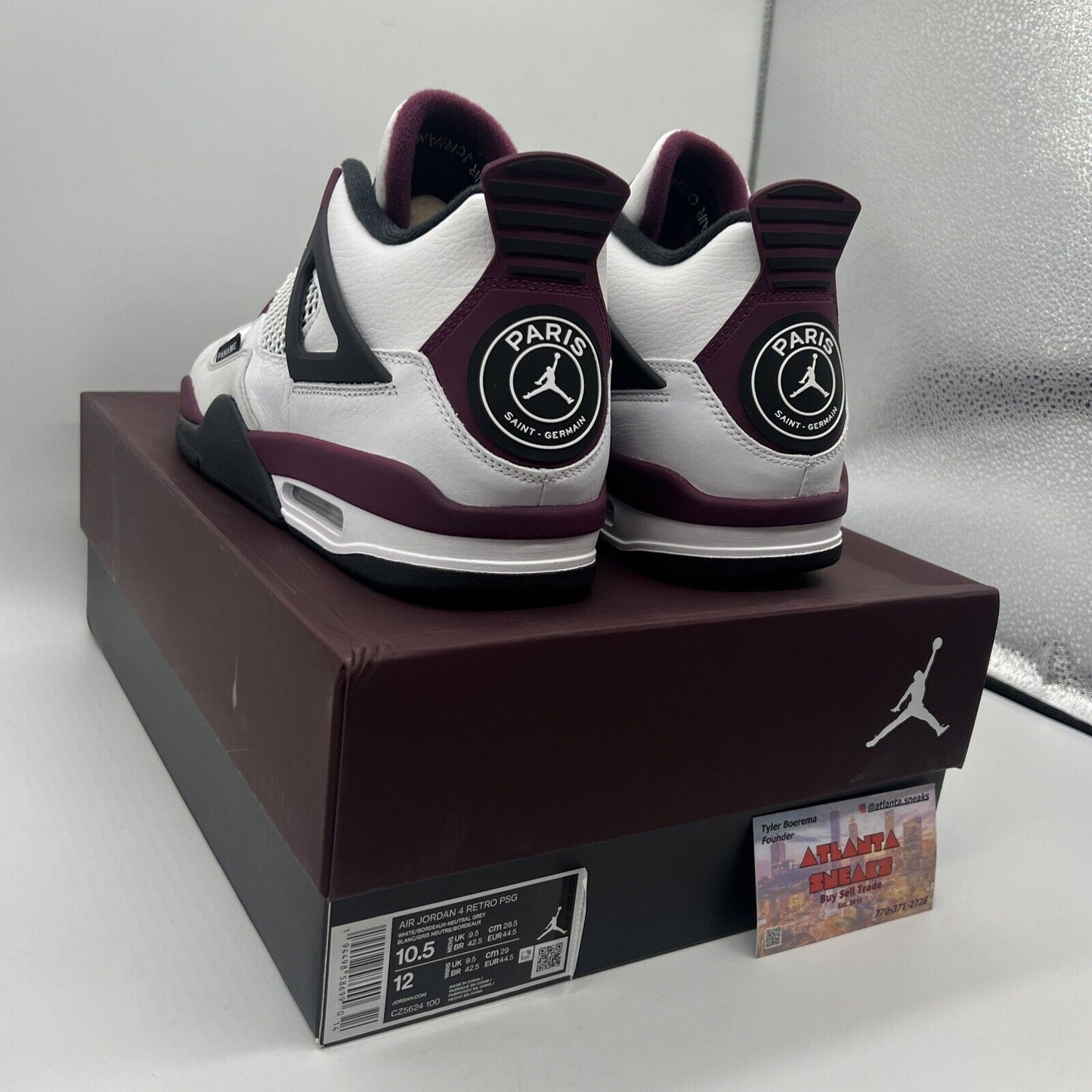 Size 10.5 - Jordan 4 Retro x Paris Saint-Germain Bordeaux 2020 Brand New Og All