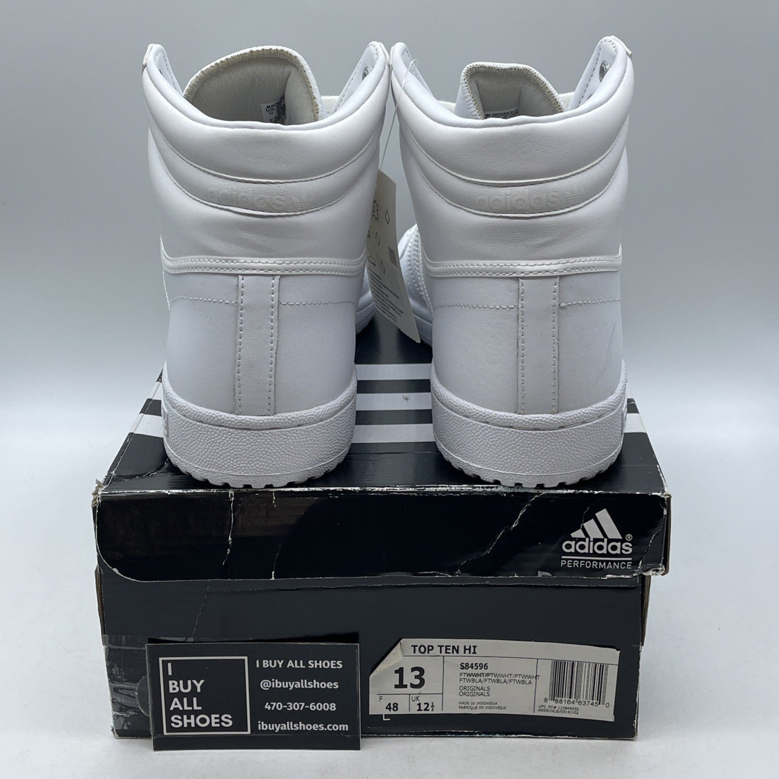 Size 13 - Adidas Top Ten High Triple White (S84596)