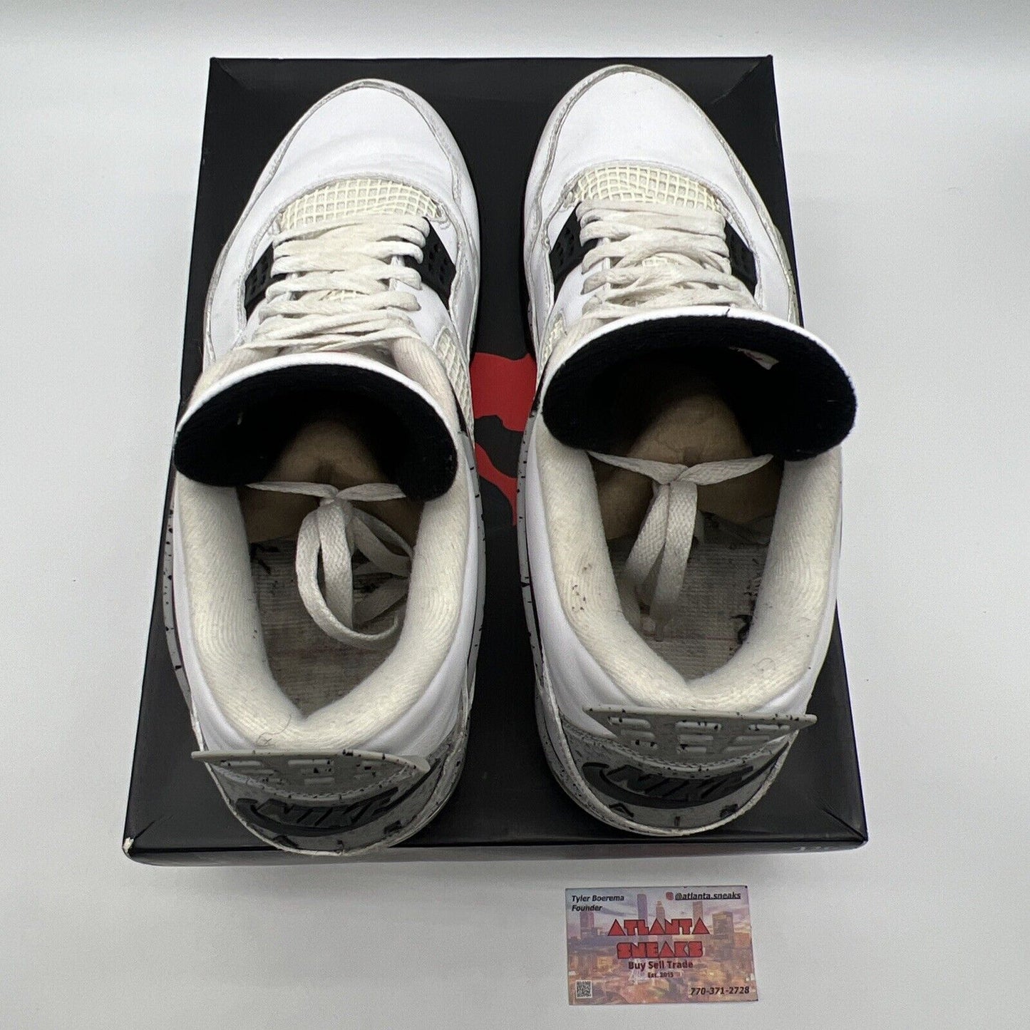 Size 13 - Jordan 4 Retro OG Mid White Cement Black Grey Leather (840606-192)