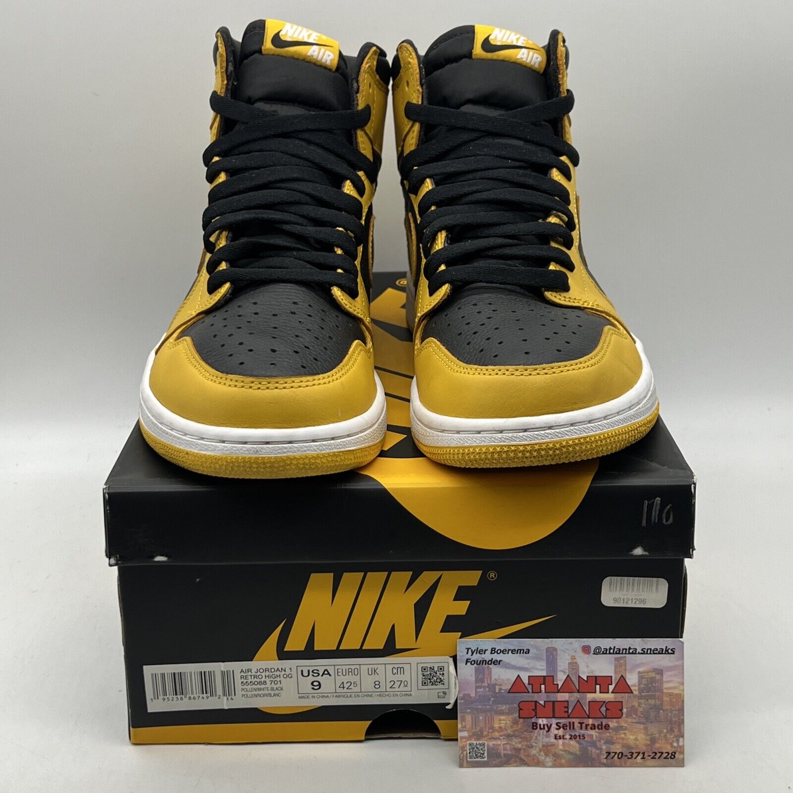 Size 9 - Jordan 1 Retro OG High Pollen Yellow Black White Leather (555088-701)