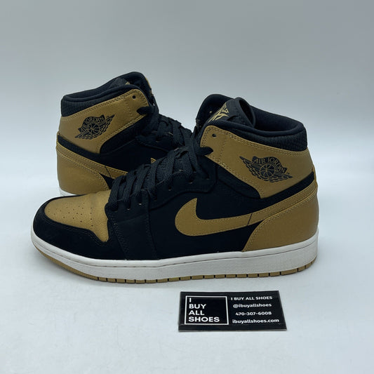 Size 9.5 - Air Jordan 1 Retro High Melo Gold Black Suede Leather (332550-026)