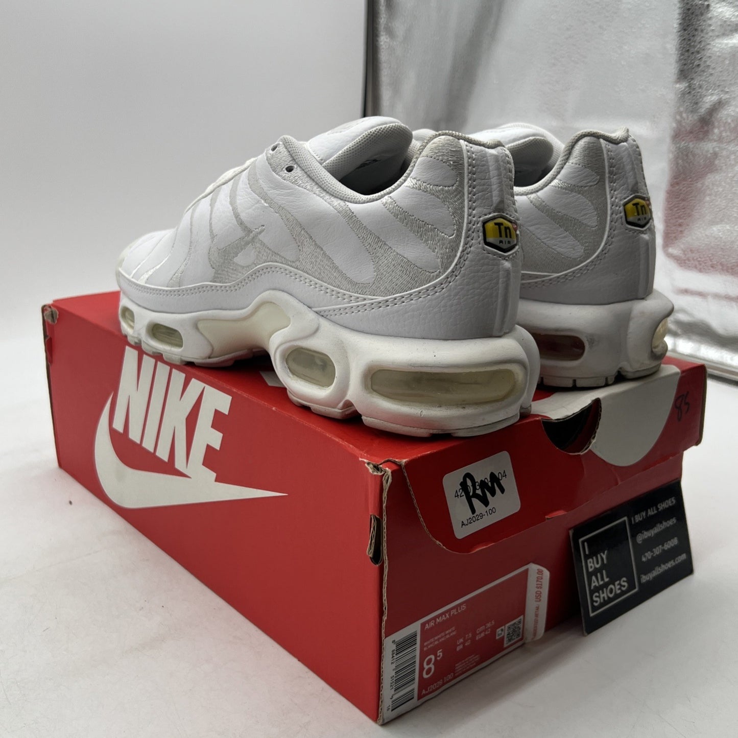 Size 8.5 - Nike Air Max Plus TN Triple White (AJ2029-100)