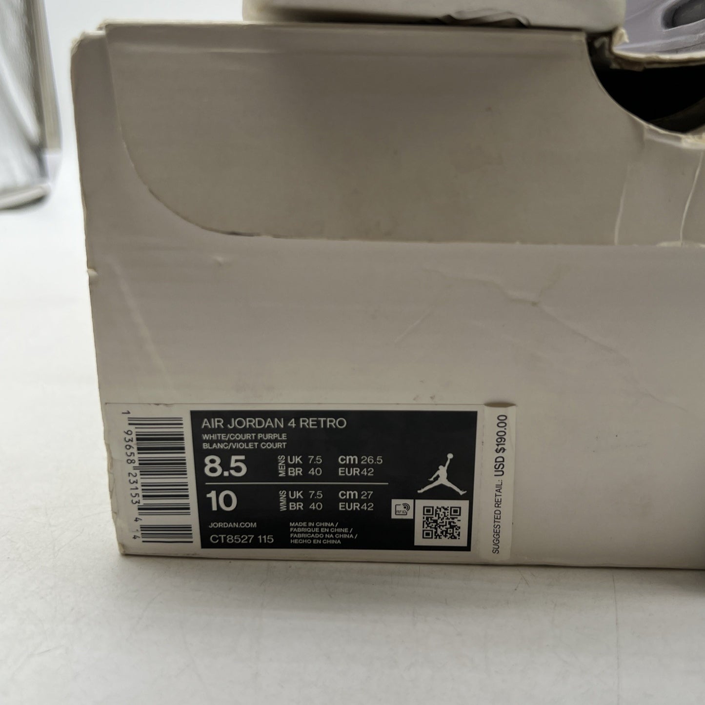 Size 8.5 - Air Jordan 4 Retro Mid Purple Metallic (CT8527-115)