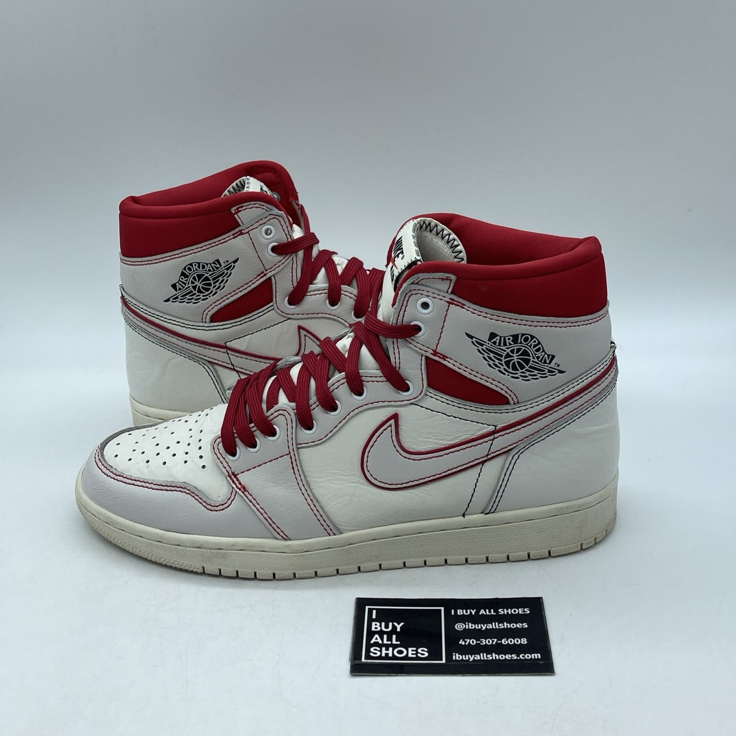 Size 9.5 - Air Jordan 1 Retro OG High Phantom Tan Red Leather (555088-160)