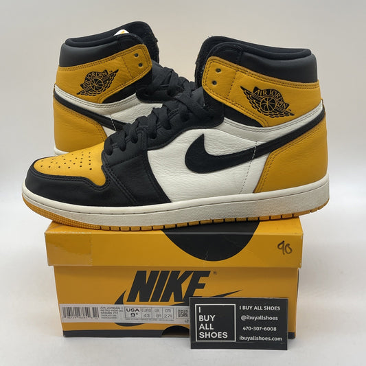Size 9.5 - Jordan 1 Retro OG High Yellow Toe White Black Leather (555088-711)