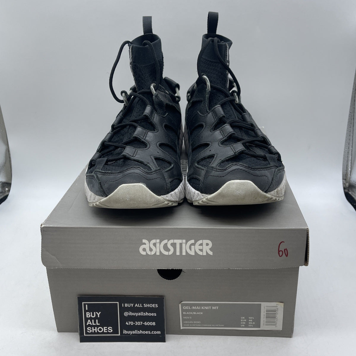 Size 11.5 - Asics Gel Kayano Trainer Knit Black White (H8G4N)