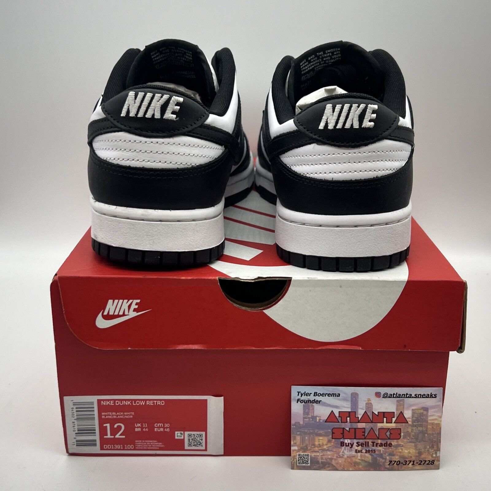 Size 12 - Nike Dunk Low Black White Og All Brand New