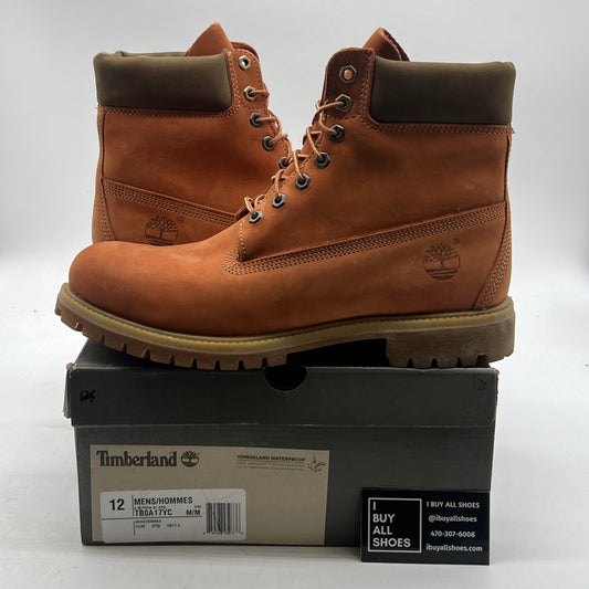 Size 12 - Timberland Boots 6 Inch Premium Dark Orange Nubuck Limited Edition
