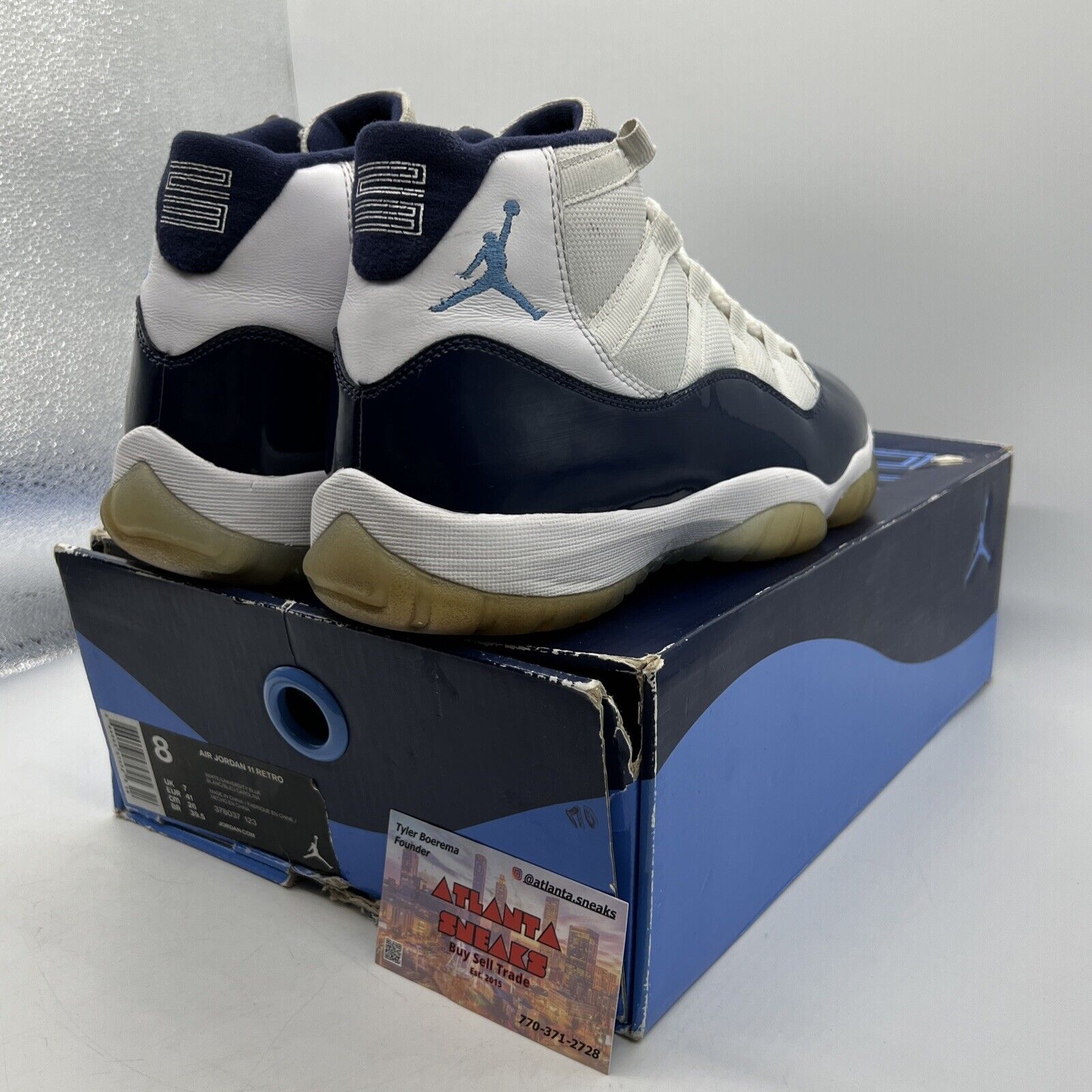 Size 8 - Jordan 11 Retro High Win Like '82 White Navy Leather (378037-123)