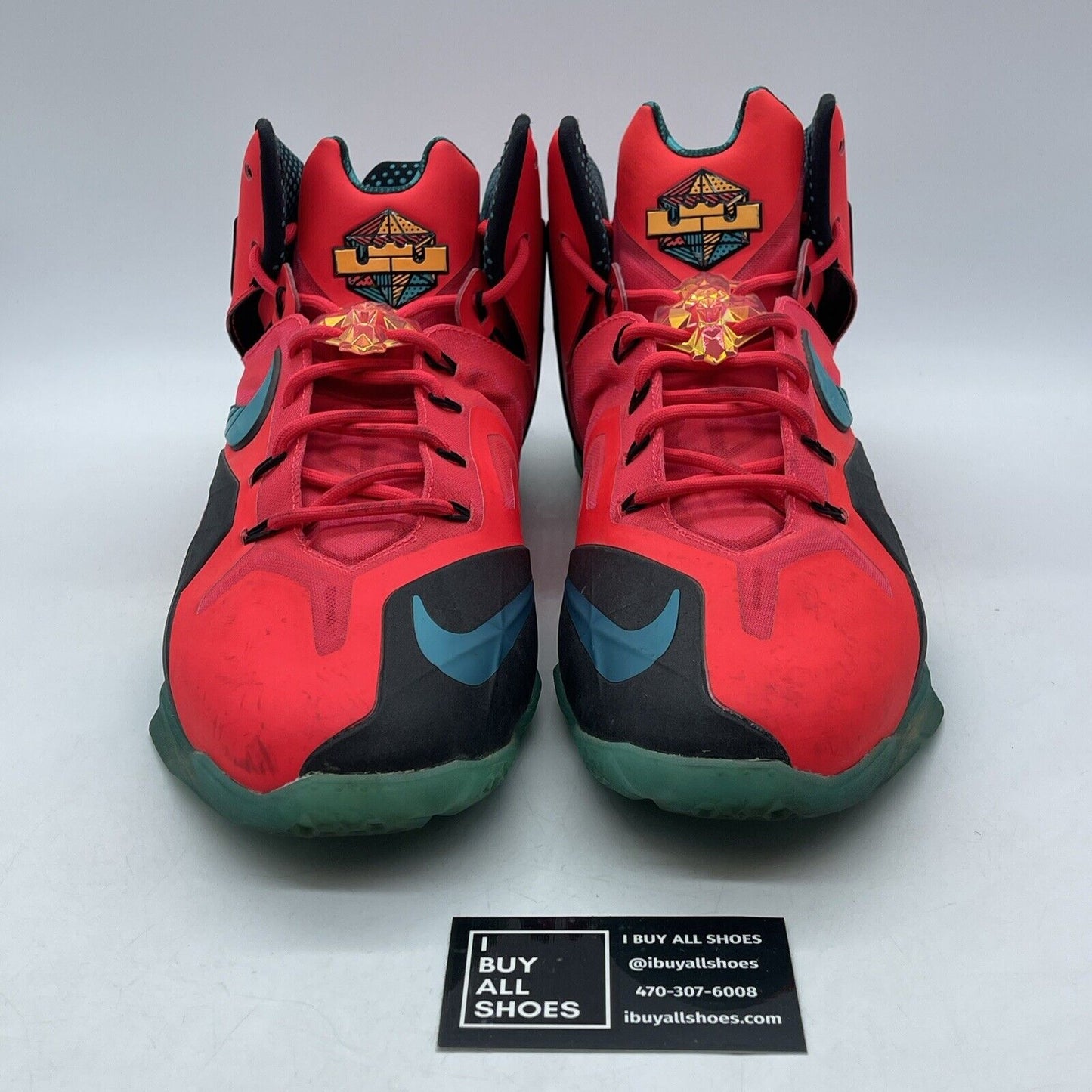Size 13 - Nike LeBron 11 Elite Hero Pack Red  Blue Black Suede (642846-600)
