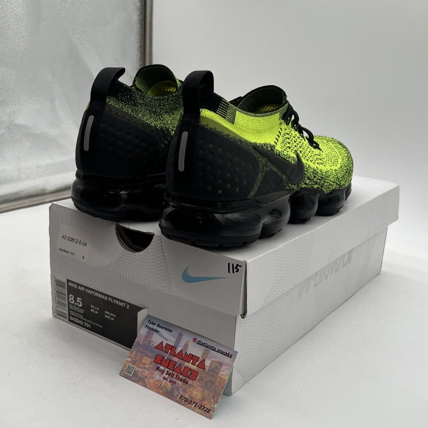 Size 8.5 - Nike Air VaporMax 2 Flyknit Volt (942842-701)