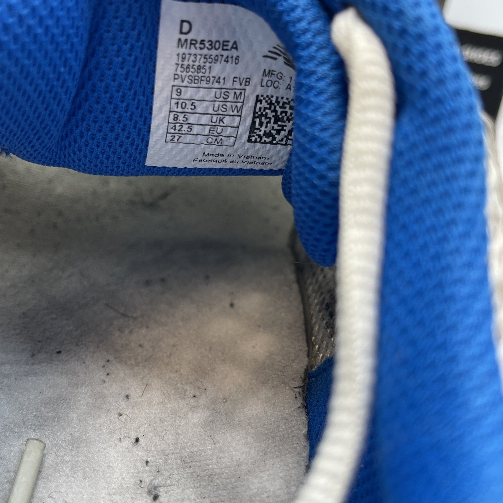 Size 9 - New Balance 530 White Blue Oasis Silver Leather (MR530EA)
