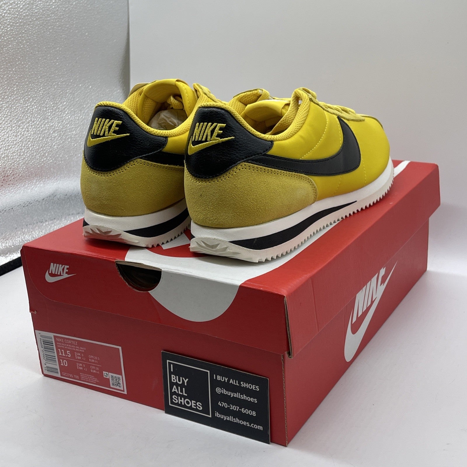 Size 11.5W - Nike Cortez Vivid Sulfur Yellow Black Suede Leather (DZ2795-700)