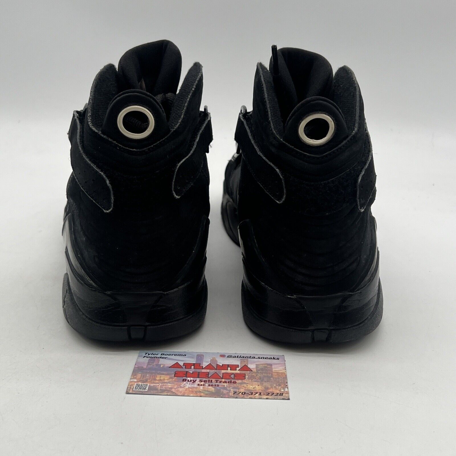 Size 13 - Nike Mens Air Jordan 8.0 Triple Black Basketball Shoes (Samples)