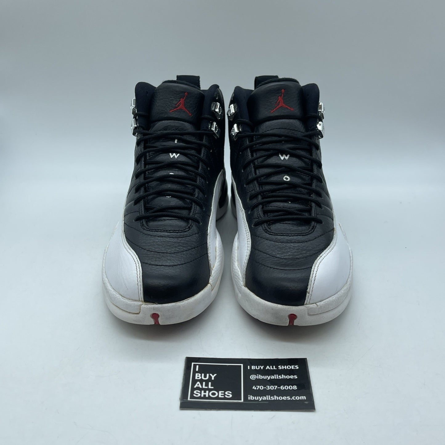 Size 8.5 - Air Jordan 12 Retro 2012 Playoff Black White Leather (130690-001)
