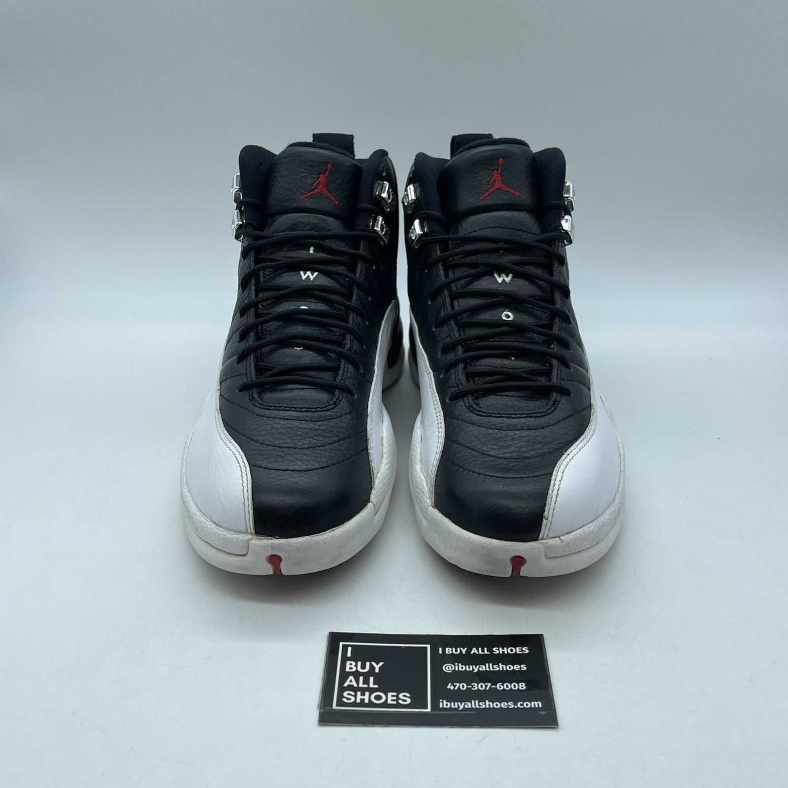 Size 8.5 - Air Jordan 12 Retro 2012 Playoff Black White Leather (130690-001)