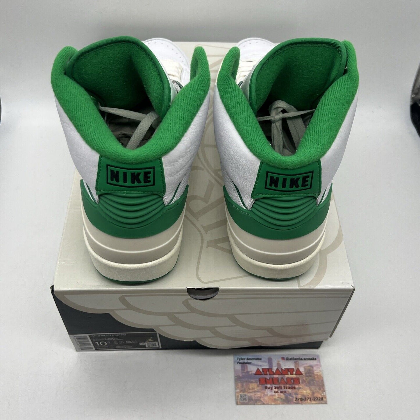 Size 10.5 - Jordan 2 Retro Lucky Green White Grey Leather (DR8884-103) Used