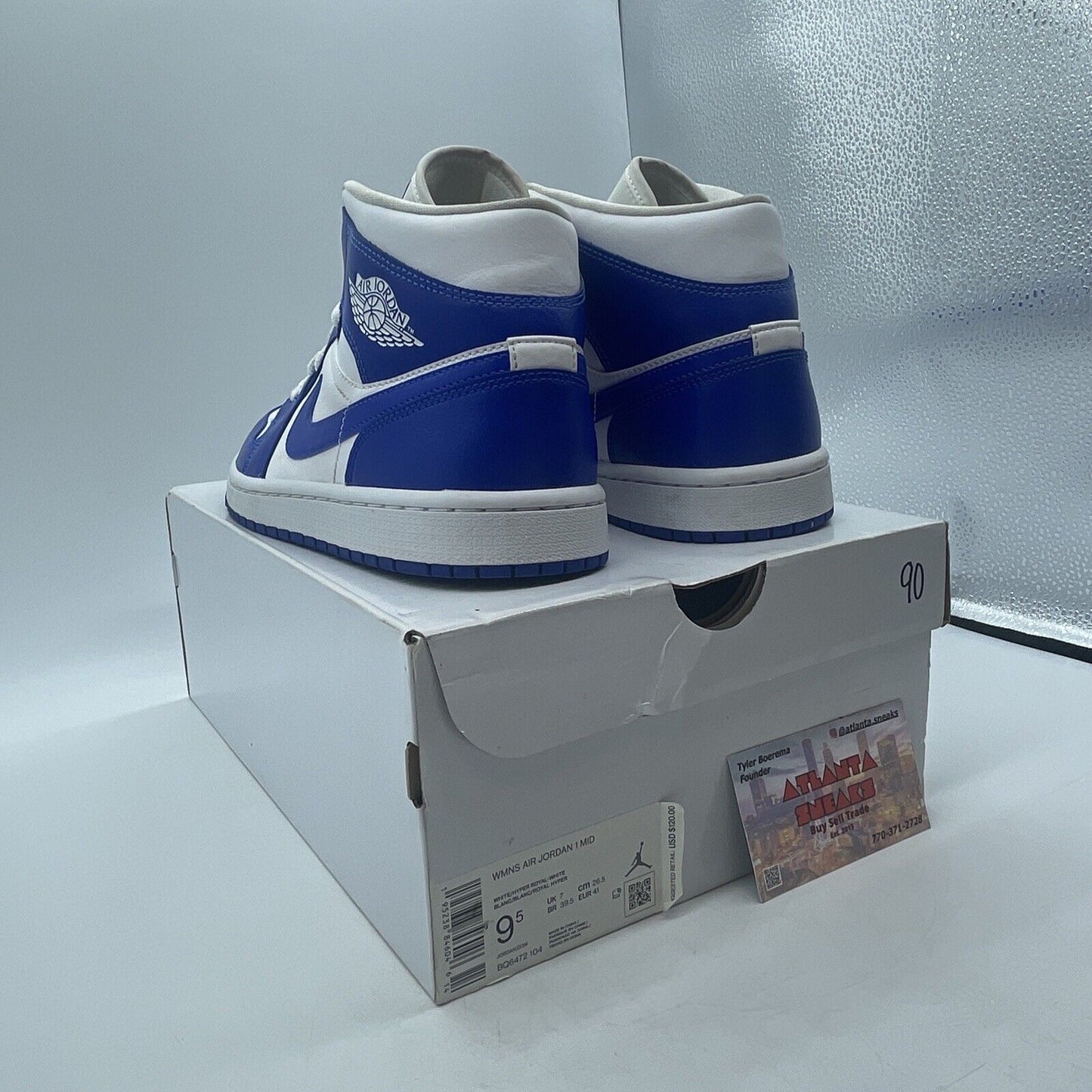 Size 9.5W - Air Jordan 1 Mid Kentucky Blue White Leather (BQ6472-104)