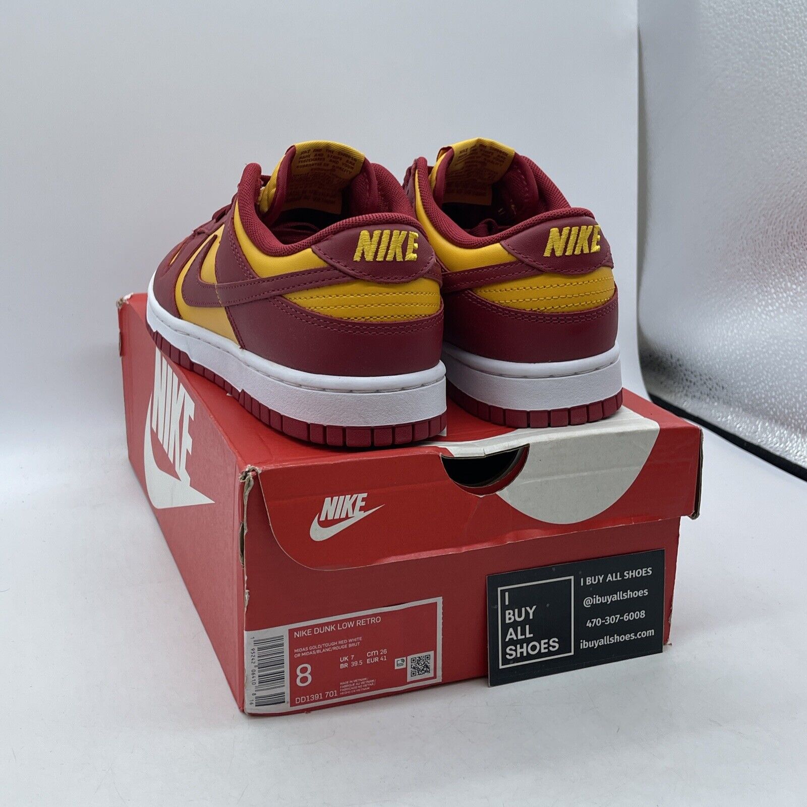 Size 8 - Nike Dunk Low USC Red Yellow White Leather (DD1391-701)