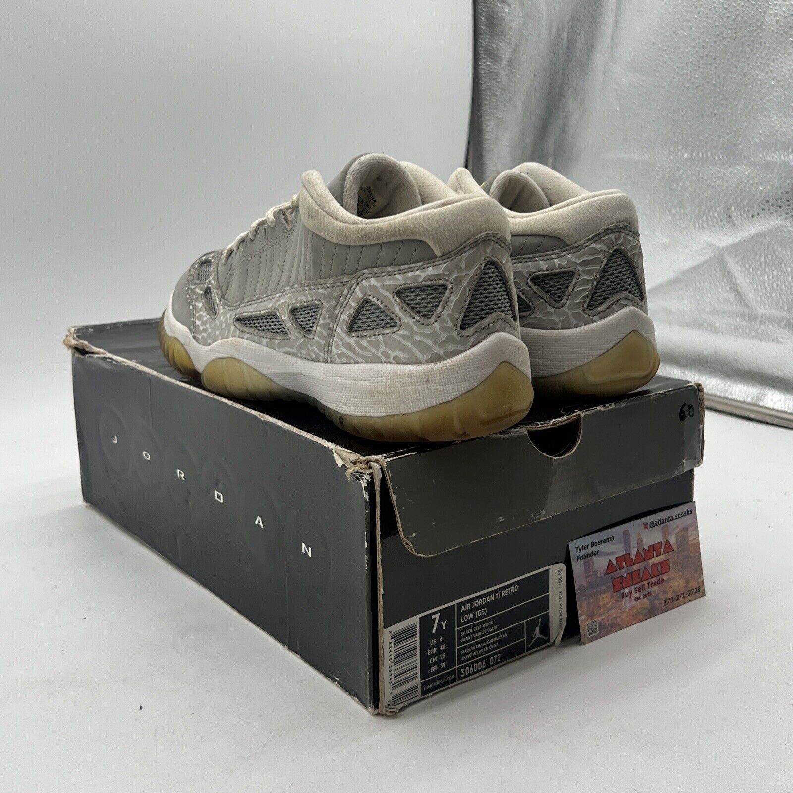 Size 7Y - Air jordan Retro 11 Low GS Grey Silver Zest (306006-072)