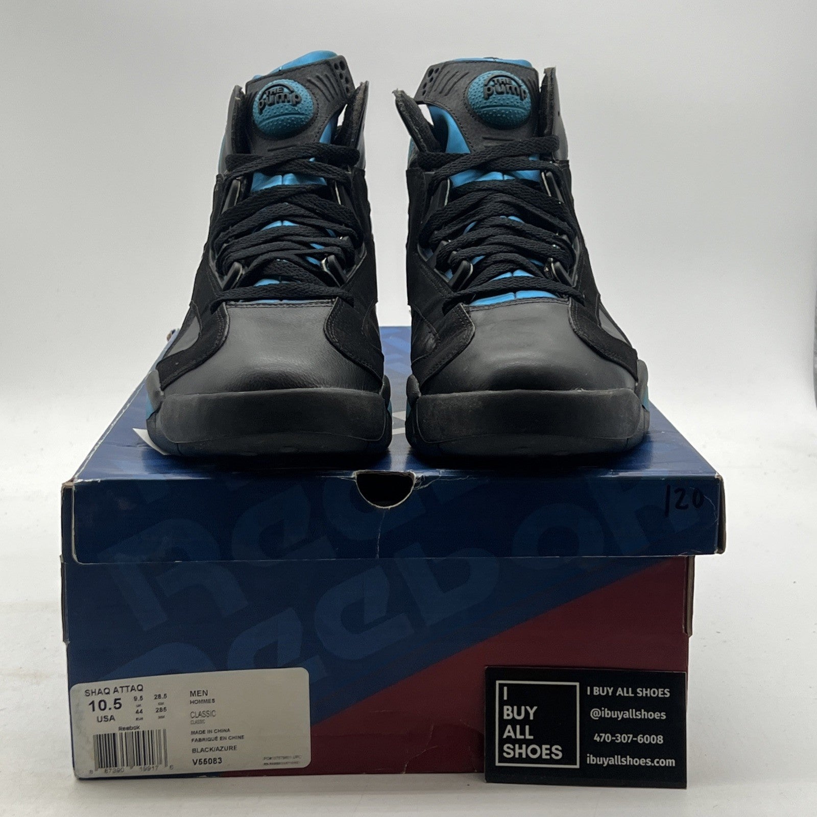 Size 10.5 - Reebok Shaq Attaq 2013 Black Azure (V55083)