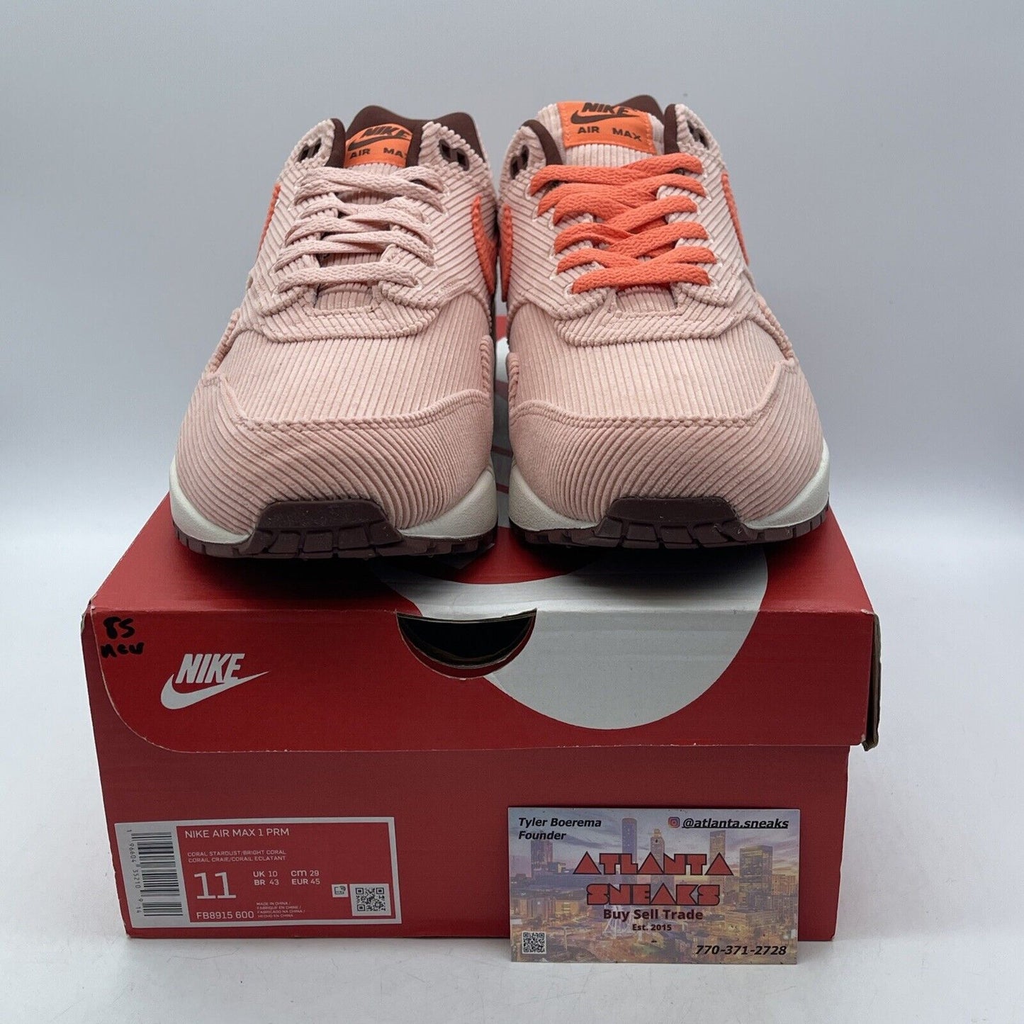 Size 11 - Nike Air Max 1 Premium Coral Stardust Corduroy Suede (FB8915-600)