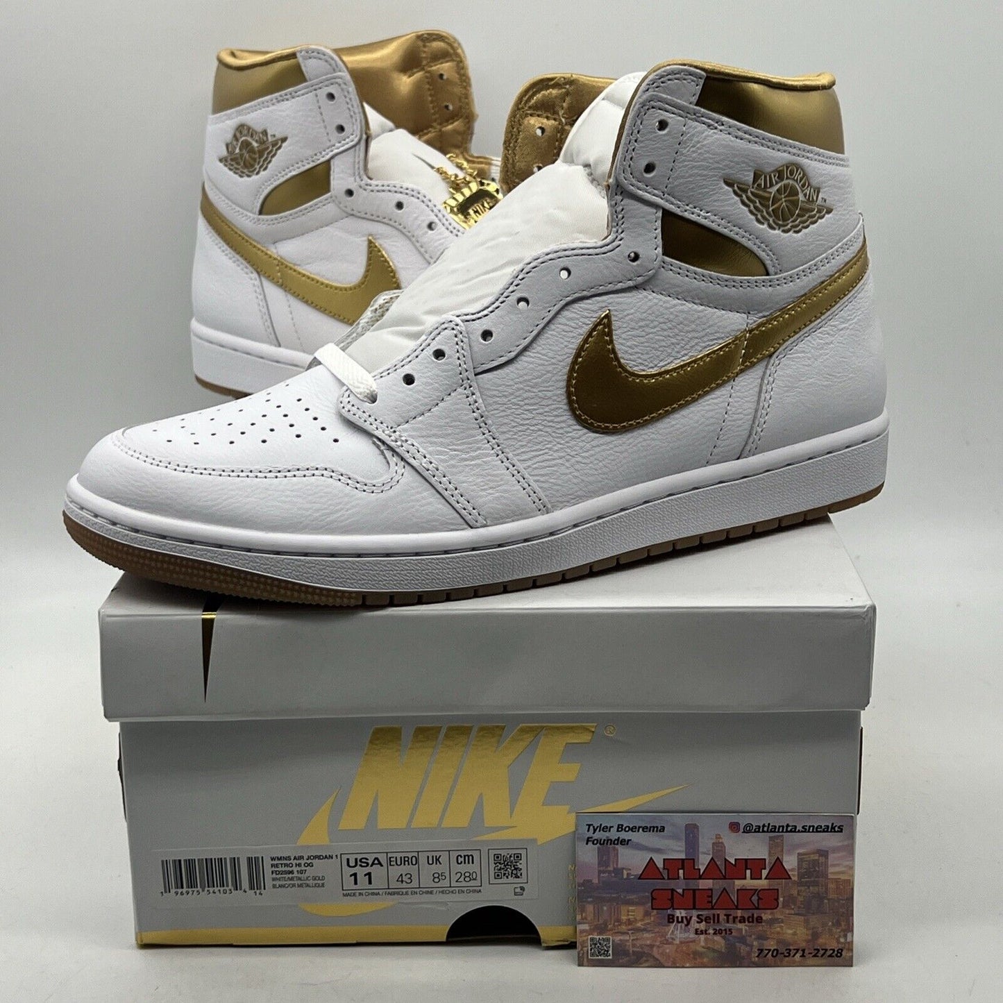 Size 11 - Air Jordan 1 Retro OG High Metallic Gold W Leather White (FD2596-107)