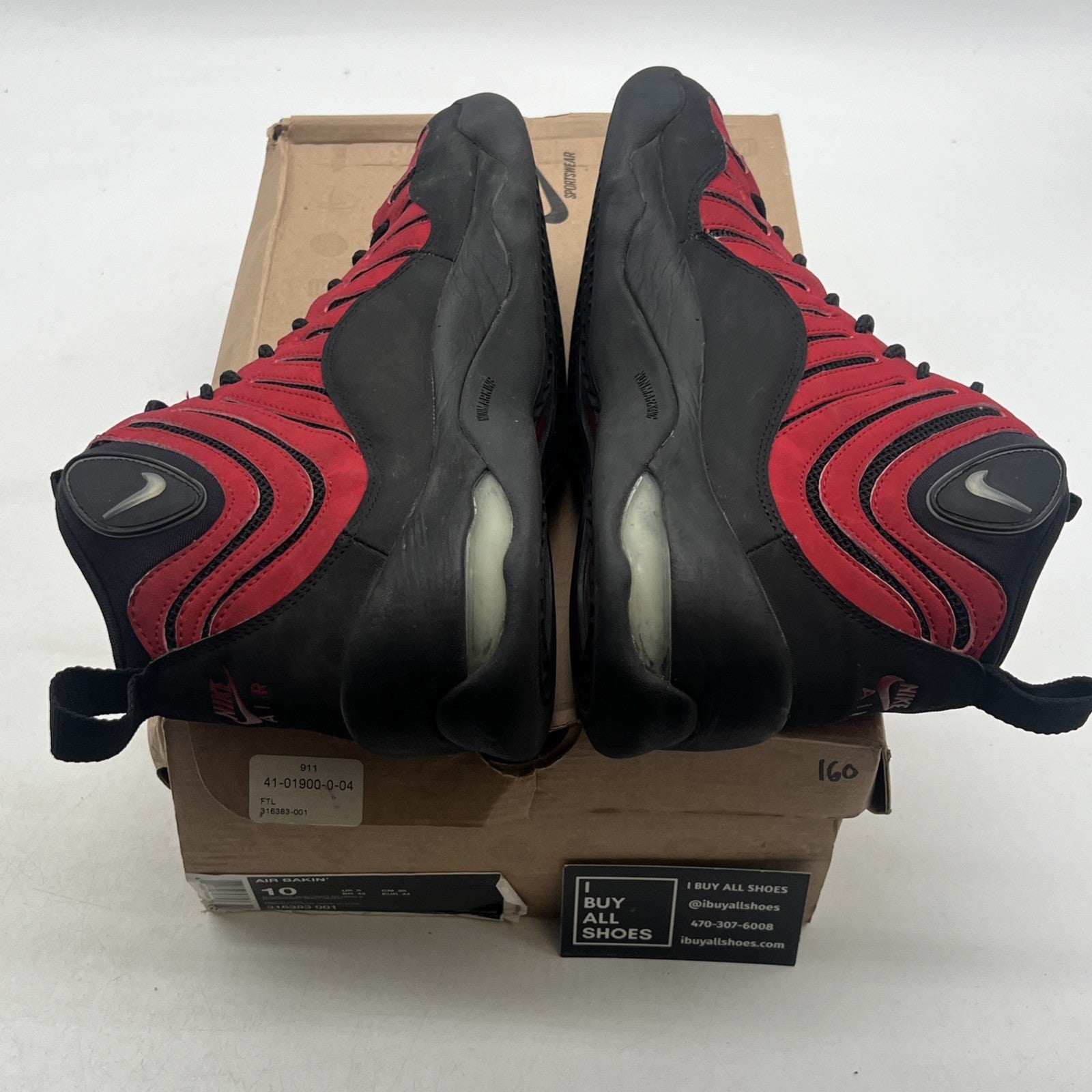 Size 10 - Nike Air Bakin 2013 Black Red (316383-001)