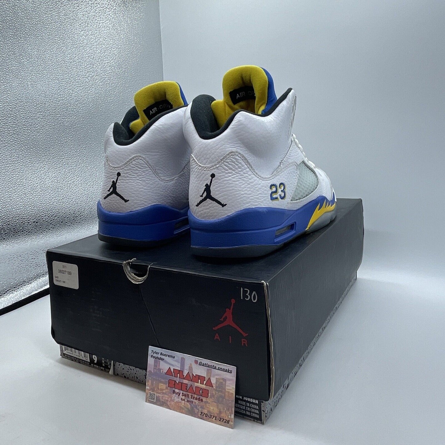 Size 9 - Air Jordan 5 Retro 2013 Laney White Yellow Blue Leather (136027-189)