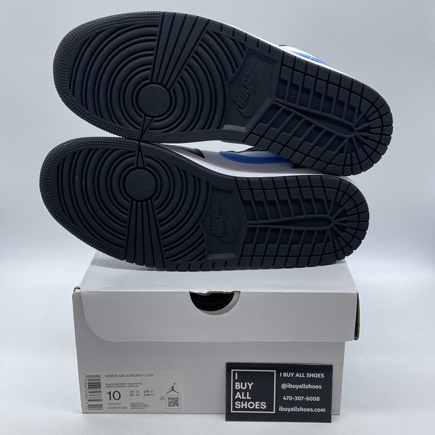 Size 10 - Nike Air Jordan 1 Low Black University Blue White (DC0774-041)