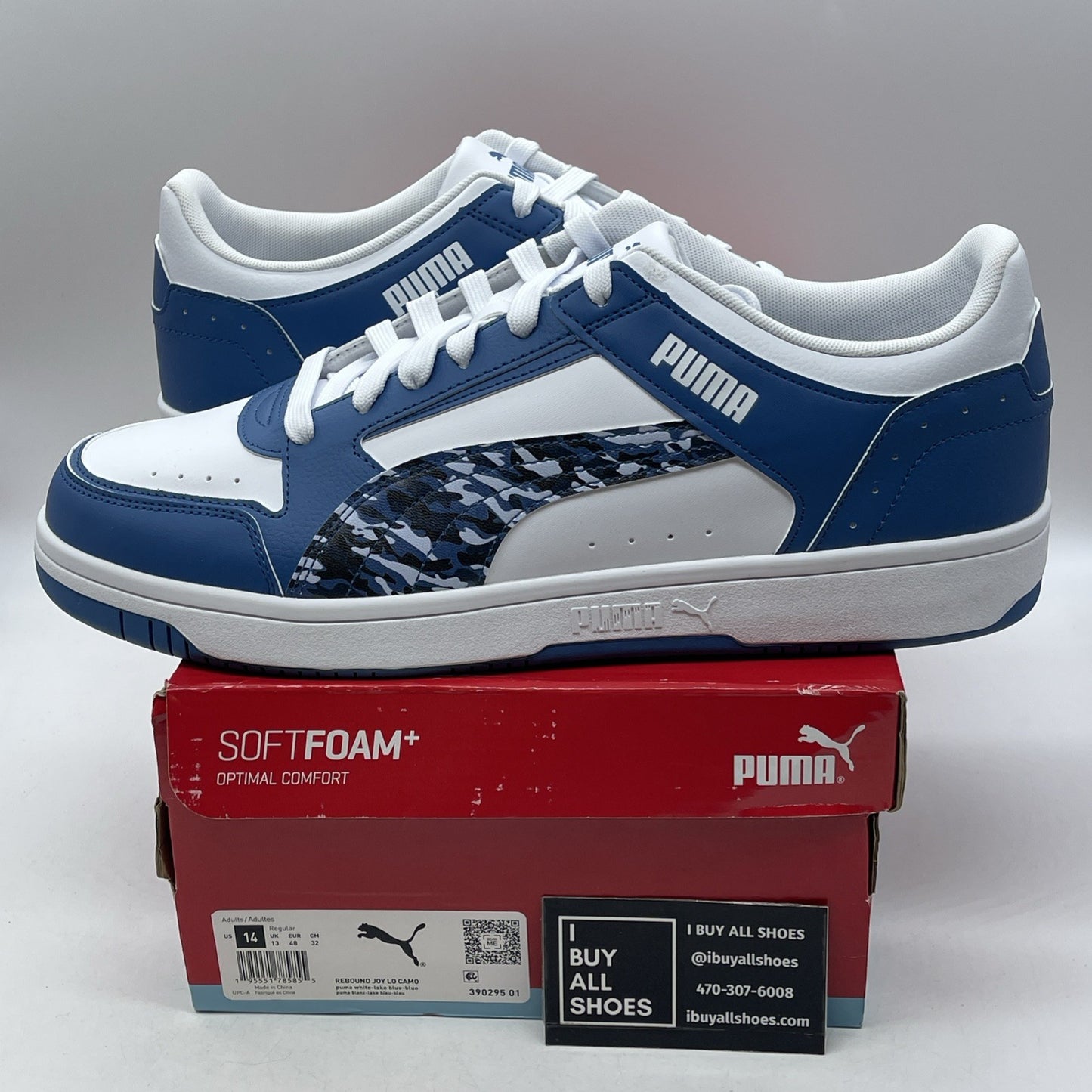 Size 14 - Puma Rebound Joy Low Lake Blue Camo (390295-01)