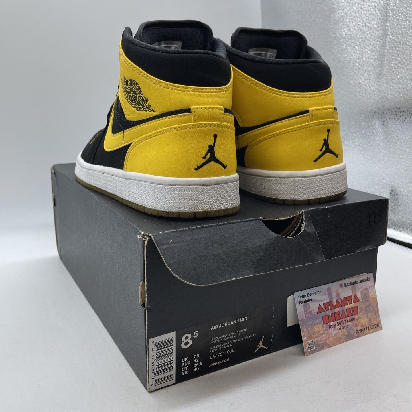 Size 8.5 - Air Jordan 1 Retro 2017 Mid New Love White Black Yellow (554724-035)