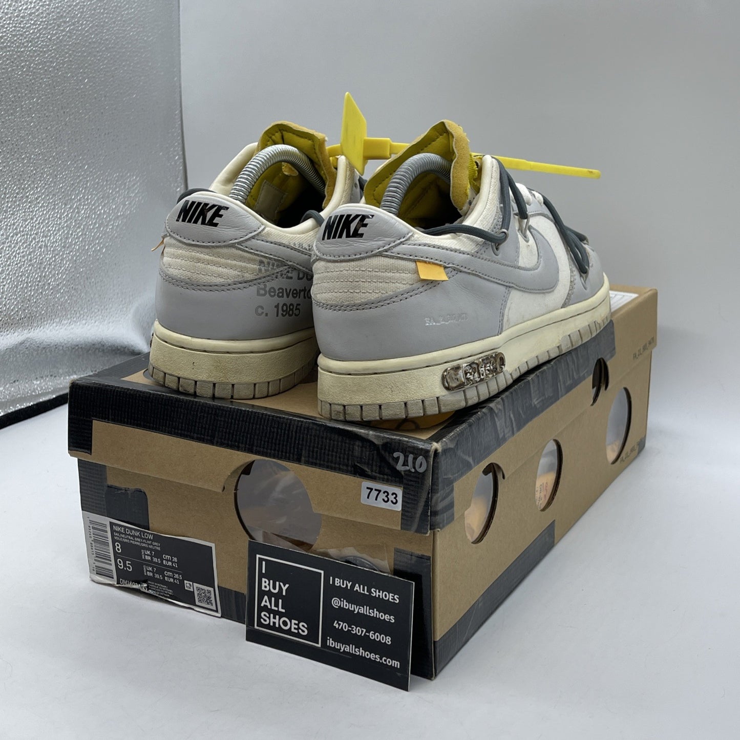 Size 8 - Nike Off-White x Dunk Low Lot 41 of 50 Grey Leather (DM1602-105)