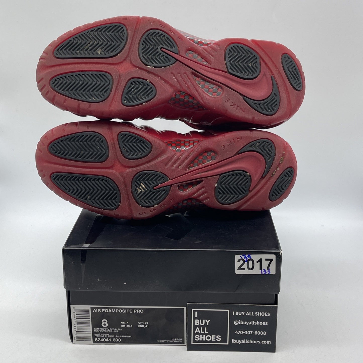 Size 8 - Nike Air Foamposite Pro Gym Red Suede Leather (624041-603)